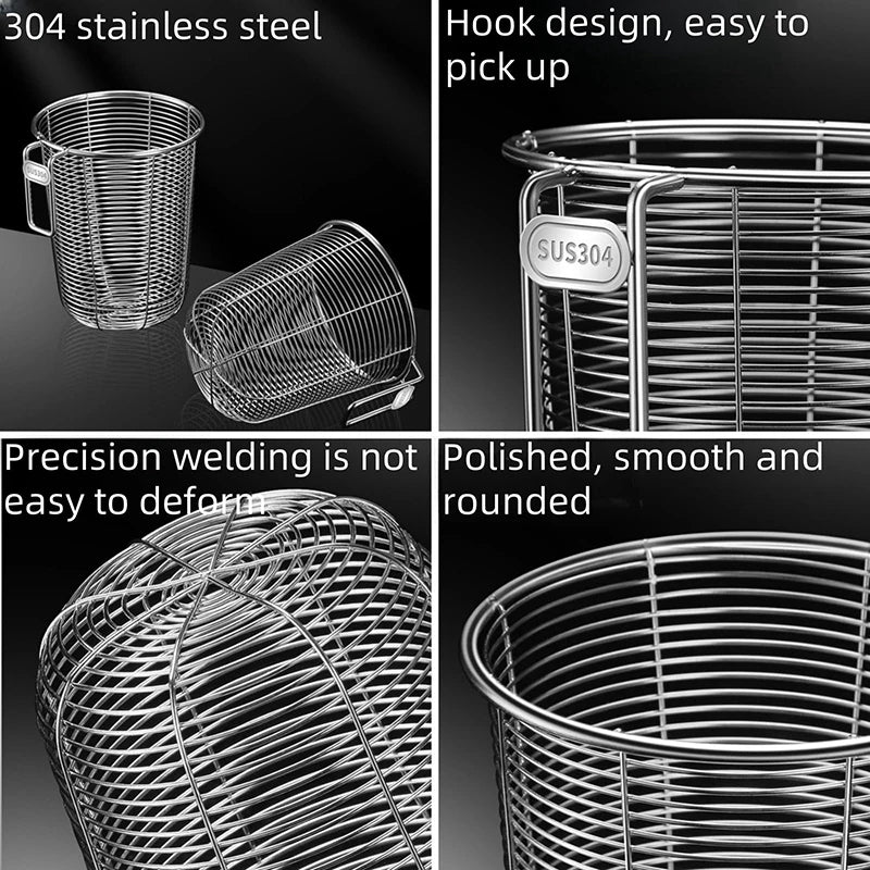 panier acier inoxydable argenté couverts baguettes drainage rapide moderne minimaliste compatible lave vaisselle