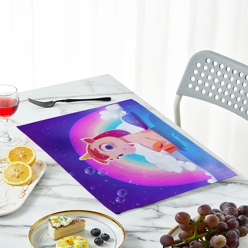 serviette table rectangulaire lin motif poisson multicolore moderne décoration cuisine enfant