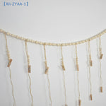 cadre mural photos boho bois ficelle macramé beige blanc rustique