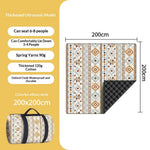 tapis pique nique pliable imperméable motif ethnique sac transport couleur beige orange bleu rouge
