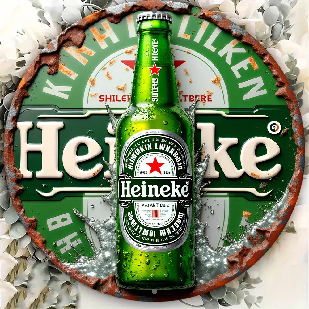plaque métallique vintage logo heineken blanc vert rouge tekst kinh shilen brie aatant small