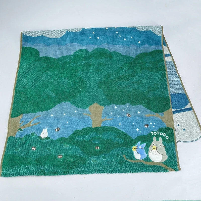 serviette bain plage coton totoro fleurs motifs enfantins vert rouge gris roseclair