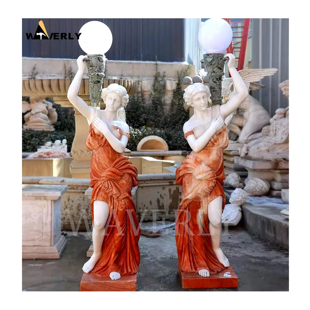 statues marbre décoratives classiques détails sculpturaux couleur beige blanc vert