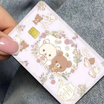 sticker adhésif carte bancaire dessin animé ours mignon rose bleu clair blanc
