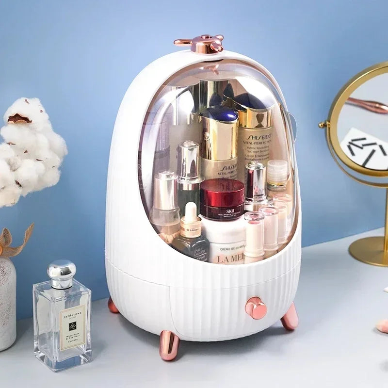 boîte rangement cosmétique transparente moderne verre vert blanc produits cosmétiques grande capacité poignée pivotante