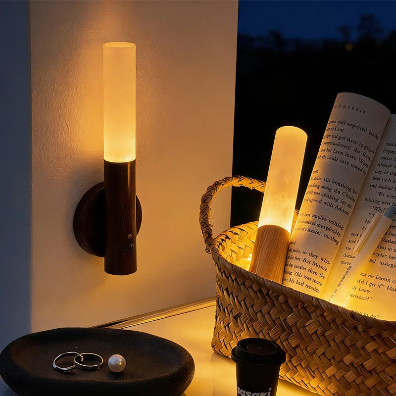 veilleuse led motion sensor lampe murale moderne blanc noir bois clair chambre entrée étude