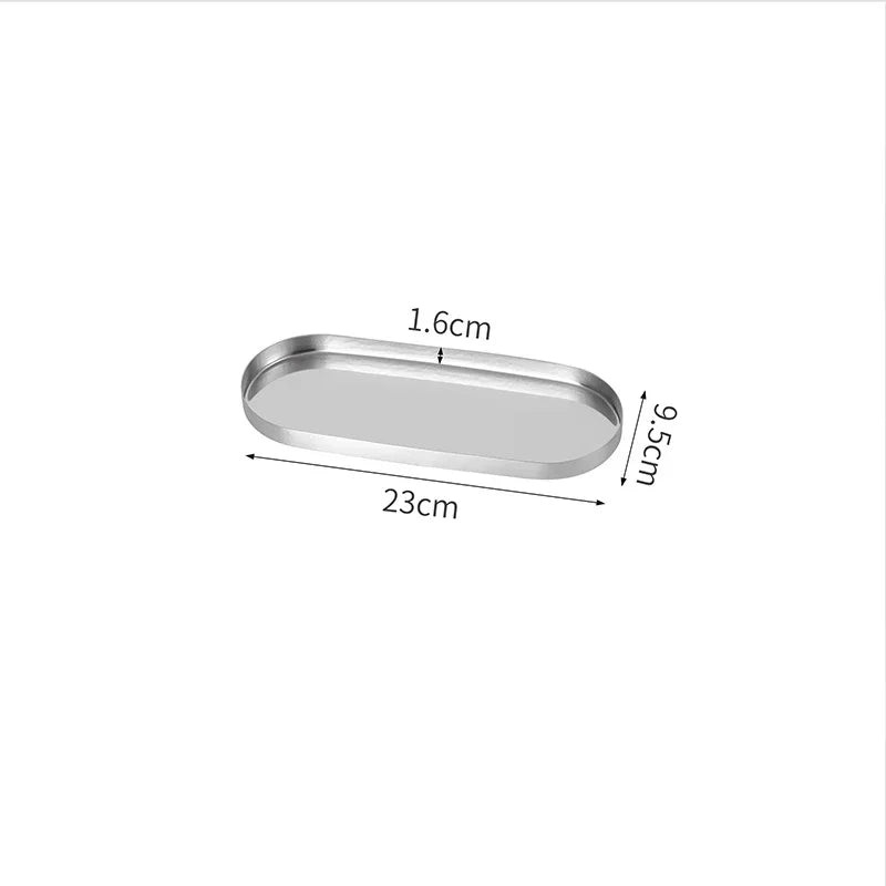 plateau rangement acier inoxydable silvery color petite taille decoration maison bijoux parapharmacie