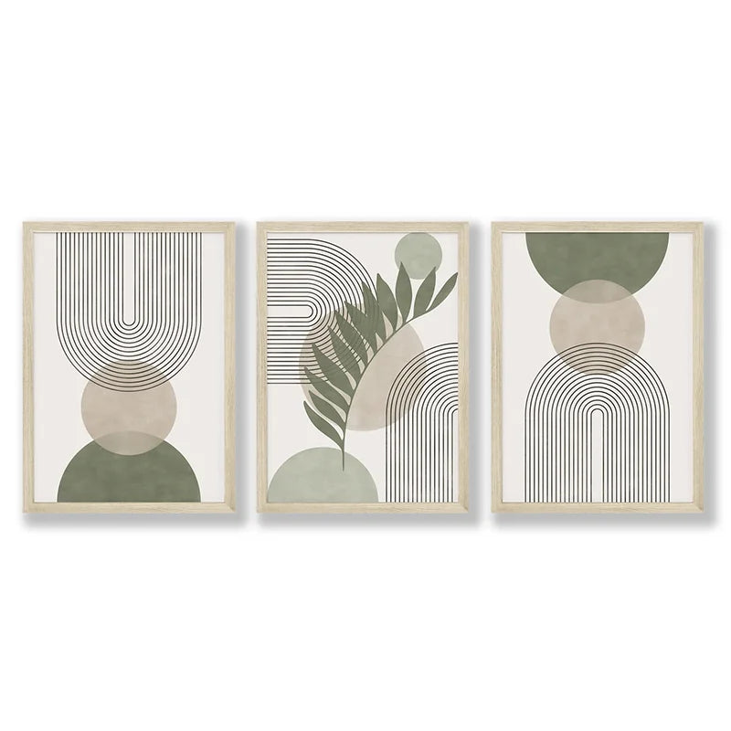 tableaux abstraits modernes motifs géométriques vert olive deco murale sans cadre toiles texturées minimaliste