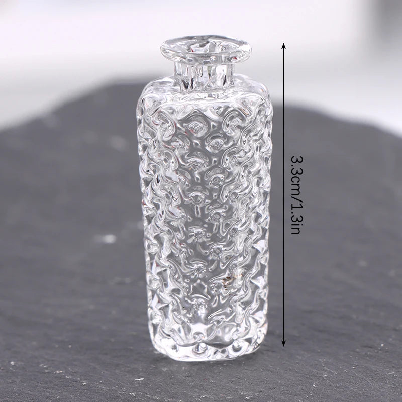 miniatures bouteilles verre transparent texturé vintage bouchons liège couvercle verre