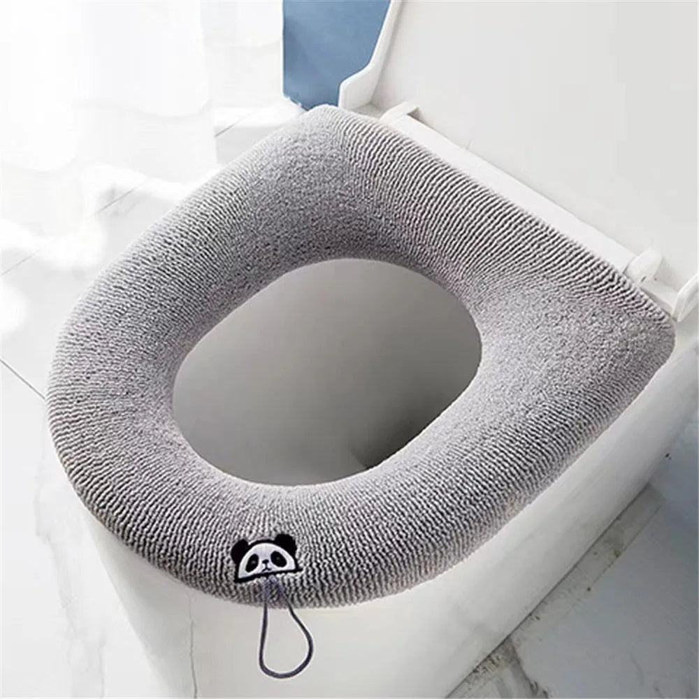 couvre siège toilette panda motif gris doux microfibre moderne respectueux environnement