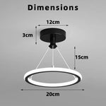 suspension lumineuse moderne anneau noir blanc led 15w variable cuisine salon chambre entrée