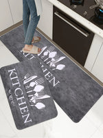 tapis non slip cuisine motif couverts gris moderne 40x120cm doux