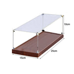 présentation support transparent moderne plateau bois structure acrylique anti poussière empilable respectueux environnement minimaliste
