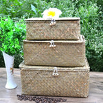 coffre provisions réutilisable osier couleur brun clair rustique respectueux environnement utilisation multiple articles divers