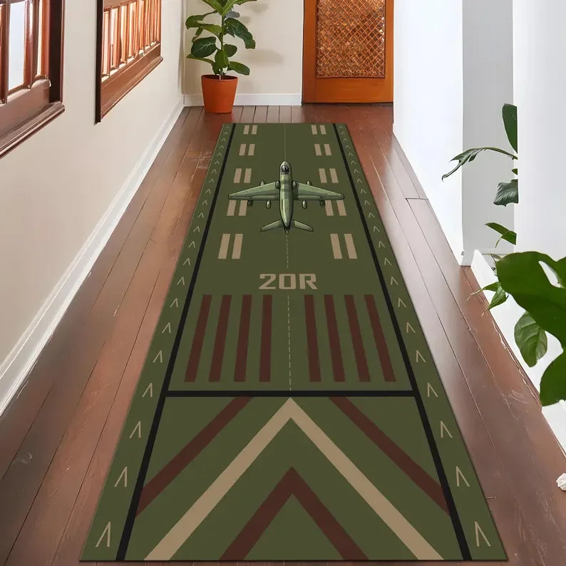 tapis vert gris moderne route marquages voitures salon chambre decoratif aubusson polypropylene polyester