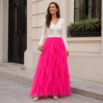 jupe tulle rose clair élégante classique été plissée longueur cheville junior féerique organza polyester