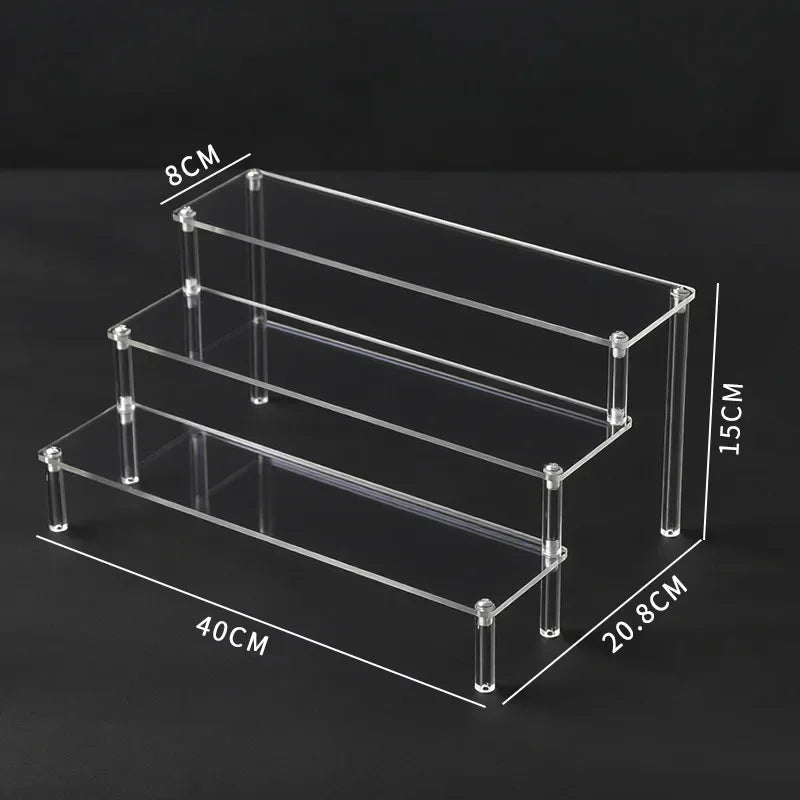 présentoir acrylique transparent moderne cupcake poupées parfum boîtes aveugles trapézoïdales étagère rangement multiple couches