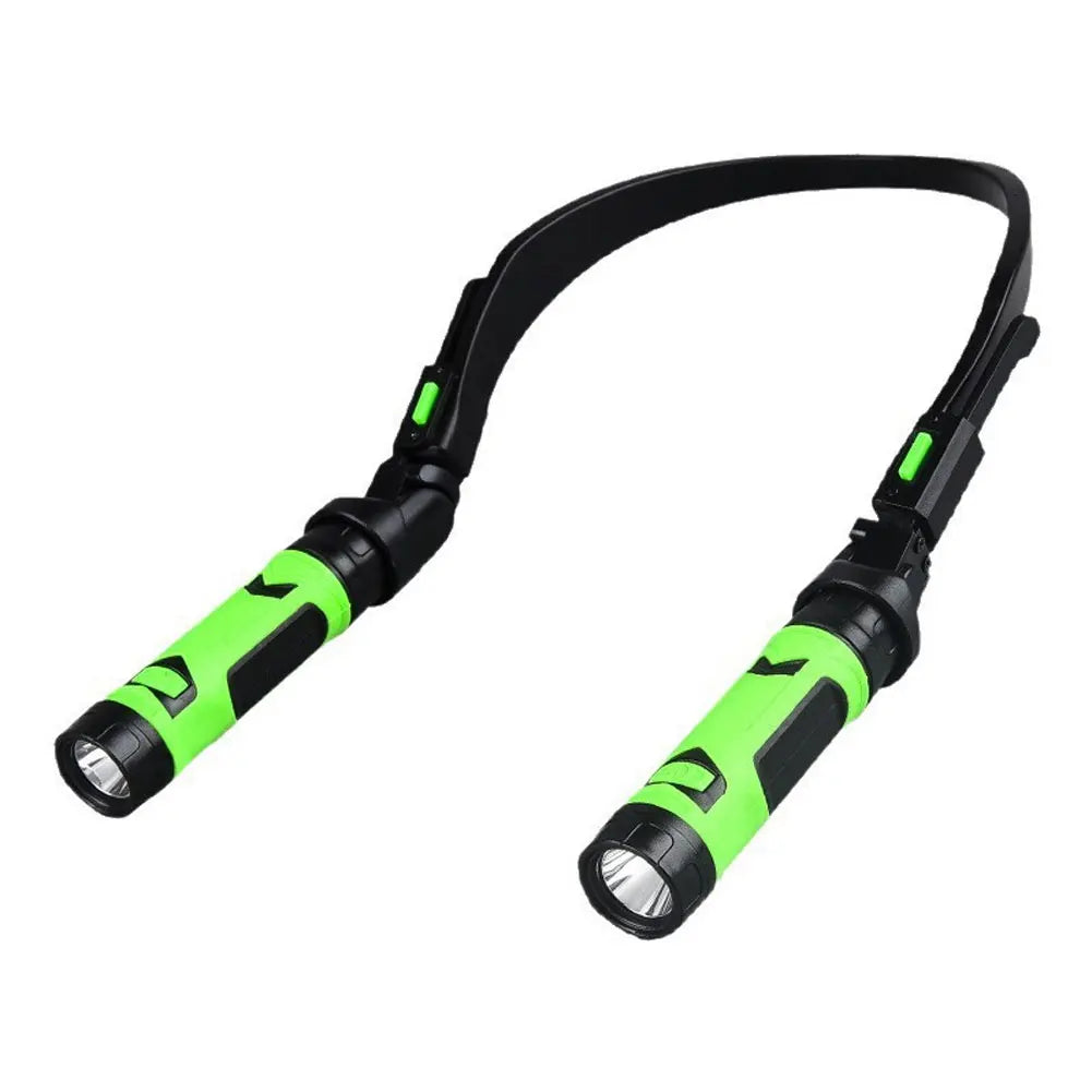 lampe torche rechargeable led vert noir collier boutons moderne pratique