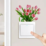 interrupteur mural adhésif fleurs artificielles moderne décoration maison blanc opacité autocolant amovible imperméable