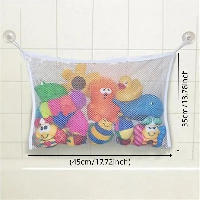 sac rangement bain blanc maille fine moderne ventouses pratique