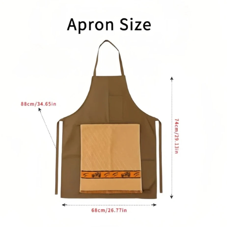 tablier marron rayures horizontales attaches poche centrale classique cuisine barbecue