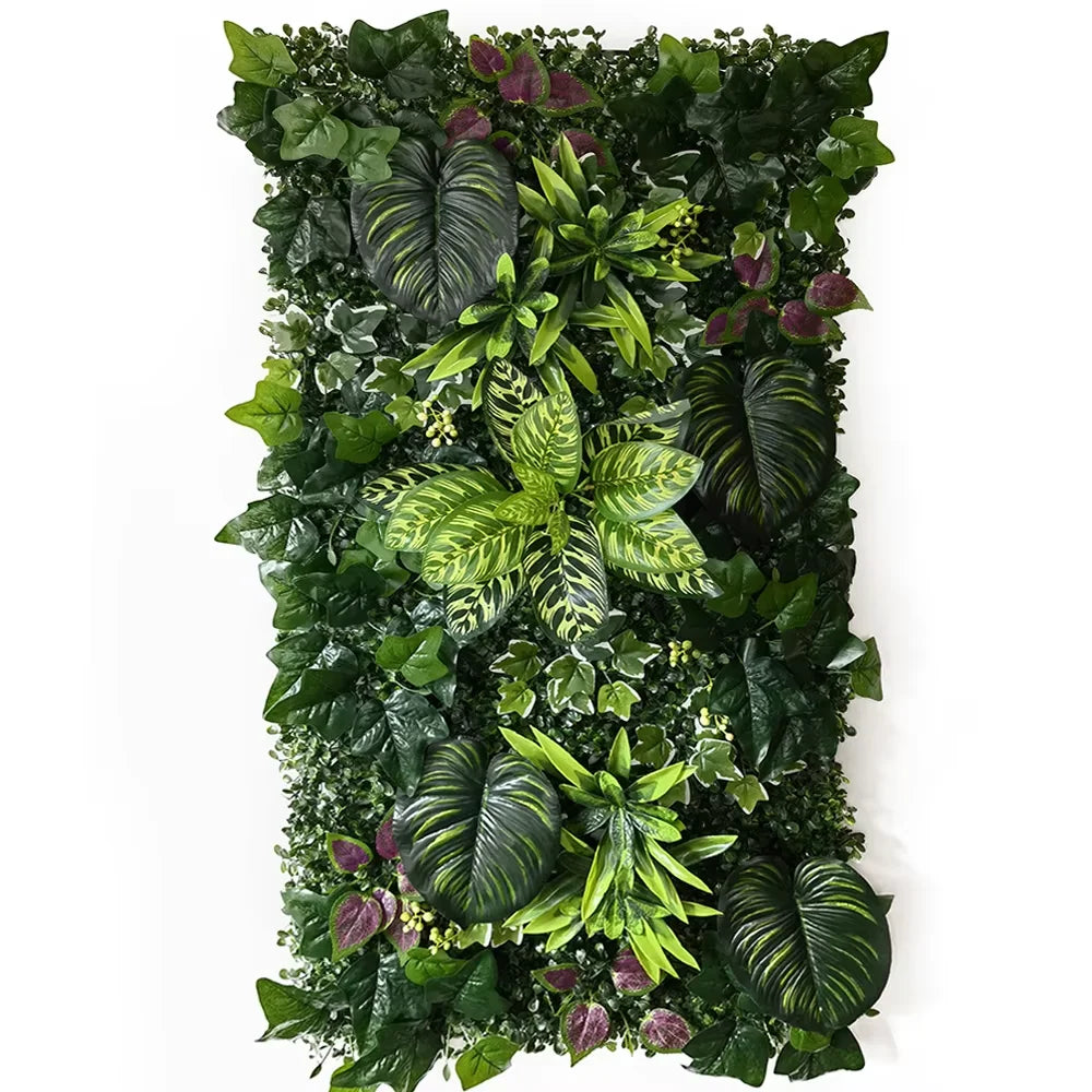 panneau mural artificiel herbe feuilles vert moderne décoration extérieur accroché maison festive