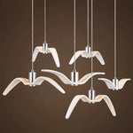 Suspension lumineuse moderne oiseau blanc opaque tringle ampoule intégrée chambre étude