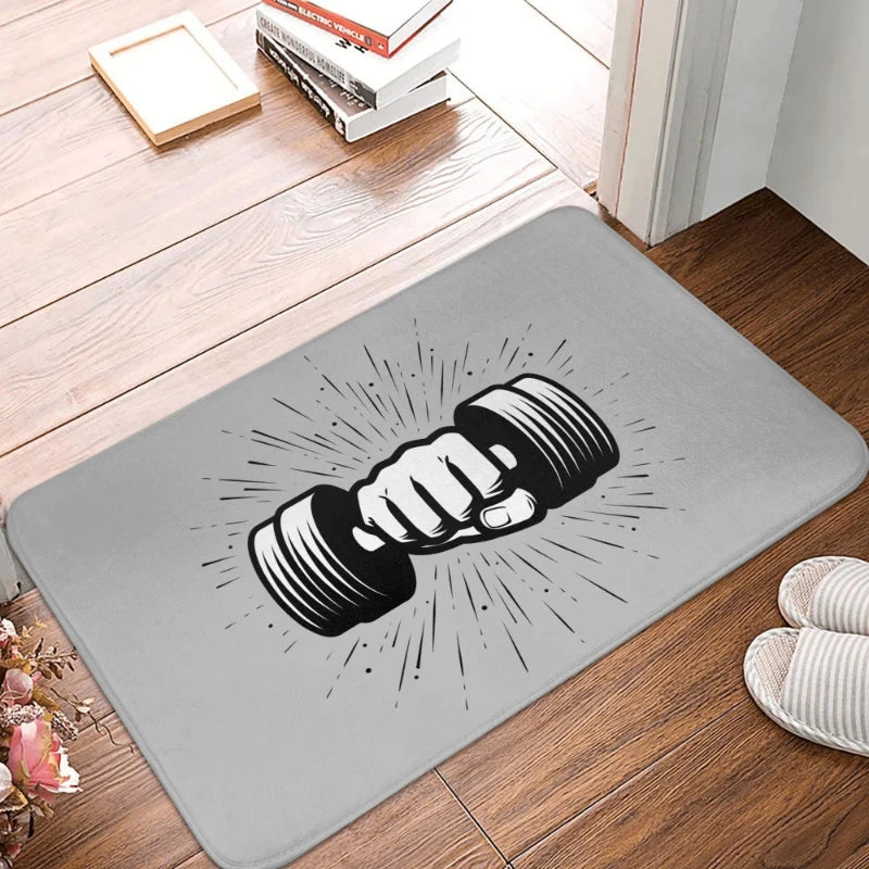 tapis sol salle sport motif musculation antidérapant intérieur moderne noir gris blanc