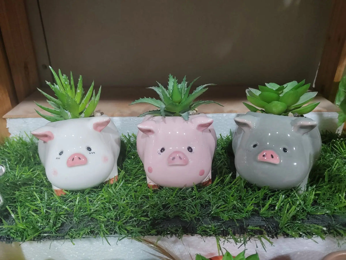 cache pots animaux mignons porc chien renard hérisson bleu rose gris orange blanc opacité