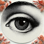 sticker mural oeil géométrique pop art noir blanc 20cm fixation murale decoration chambre