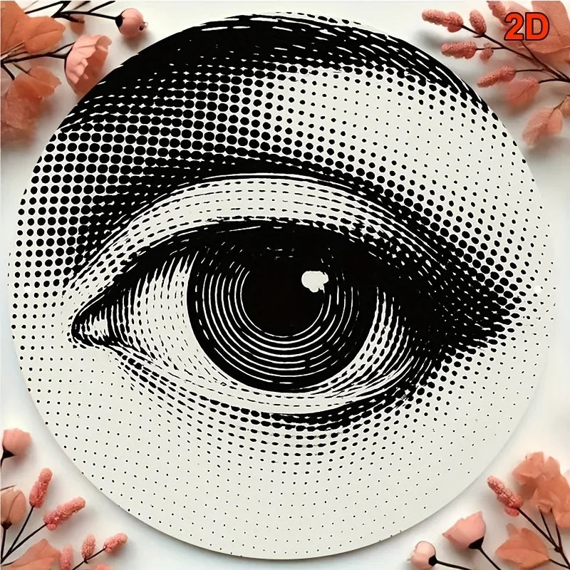sticker mural oeil géométrique pop art noir blanc 20cm fixation murale decoration chambre