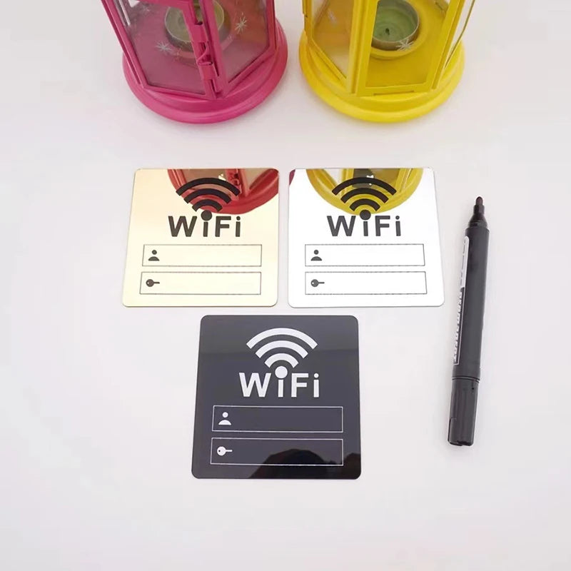 panneau wi fi adhésif acrylique moderne blanc noir doré réinscriptible stylo inclusWiFi