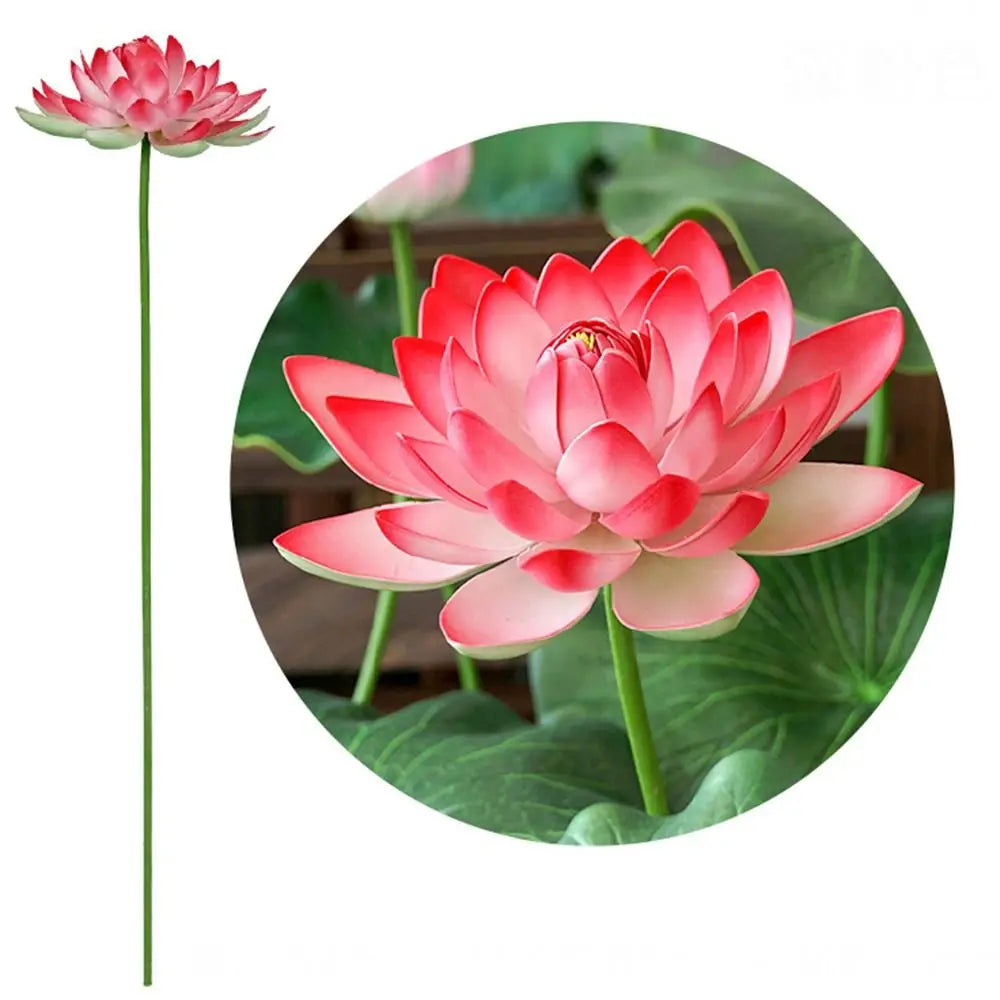 fleur artificielle lotus tige longue décoration intérieure vert rose blanc naturel détaillé Pods Feuilles