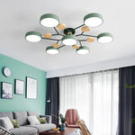 lampe suspension moderne noir bois gris vert circulaire relief scandinave