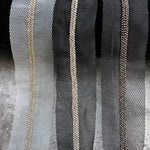 ruban dentelle polyester gris noir maille hexagonale bordure dorée adhésif couture moderne decoration textile