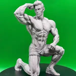 statue fitness réaliste musclé décoration sport muscle détaillé texture granulée blanc gris métallisé bracelet