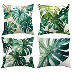 taies d'oreiller motif feuilles tropicales moderne polyester blanc vert 45x45cm zipper closure decoration impression
