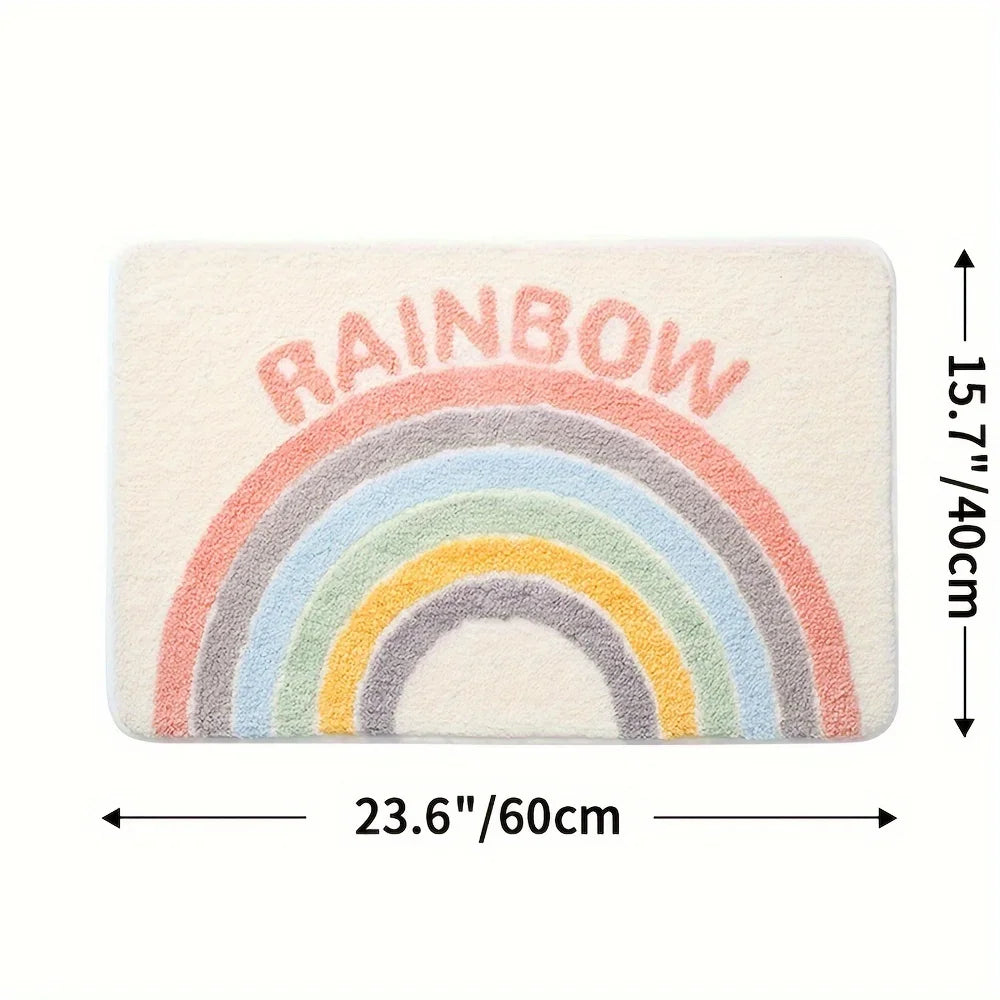 tapis bain moderne gris blanc noir orange motif baignoire arc ciel antidérapant