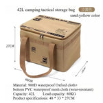sac rangement camping vert olive imprimé militaire 30L étanche boucles métalliques assiettes couvercles bouteille