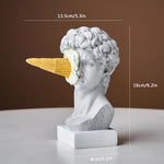 statue david buste résine glace cône contemporain humoristique cheveux texturés socle blanc