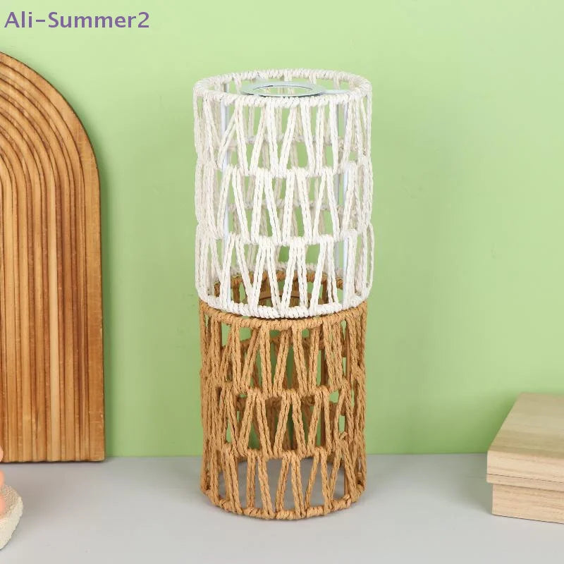 cache lampe tressé boho blanc beige rustique annuaire métalliqueintérieur abat jour moderne