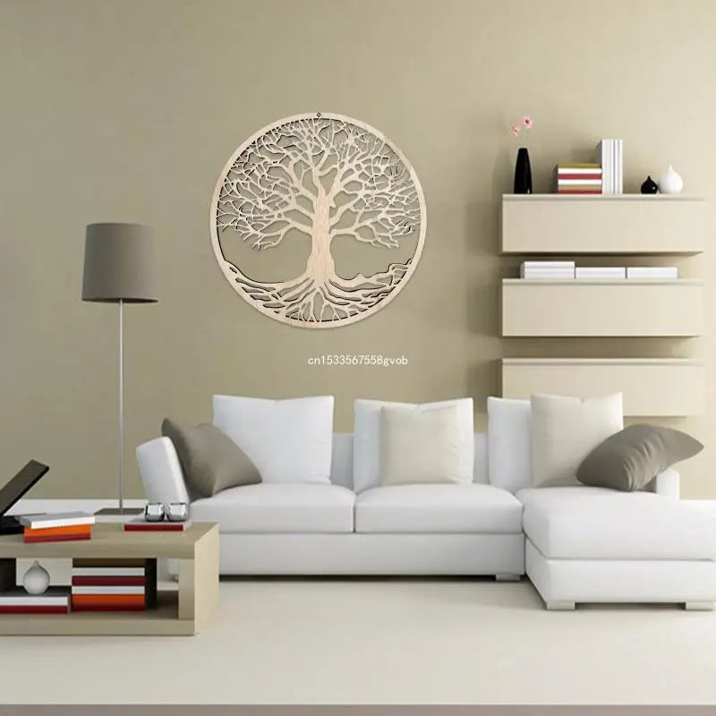 Détail du design creux de l'arbre de vie en bois