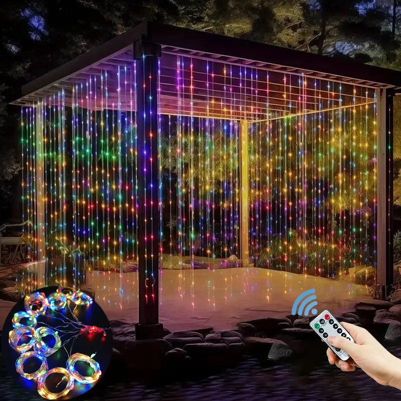 guirlande led lumineuse blanc chaud moderne 600leds télécommande usb fixations invisibles chambre ambiance chaleureuse