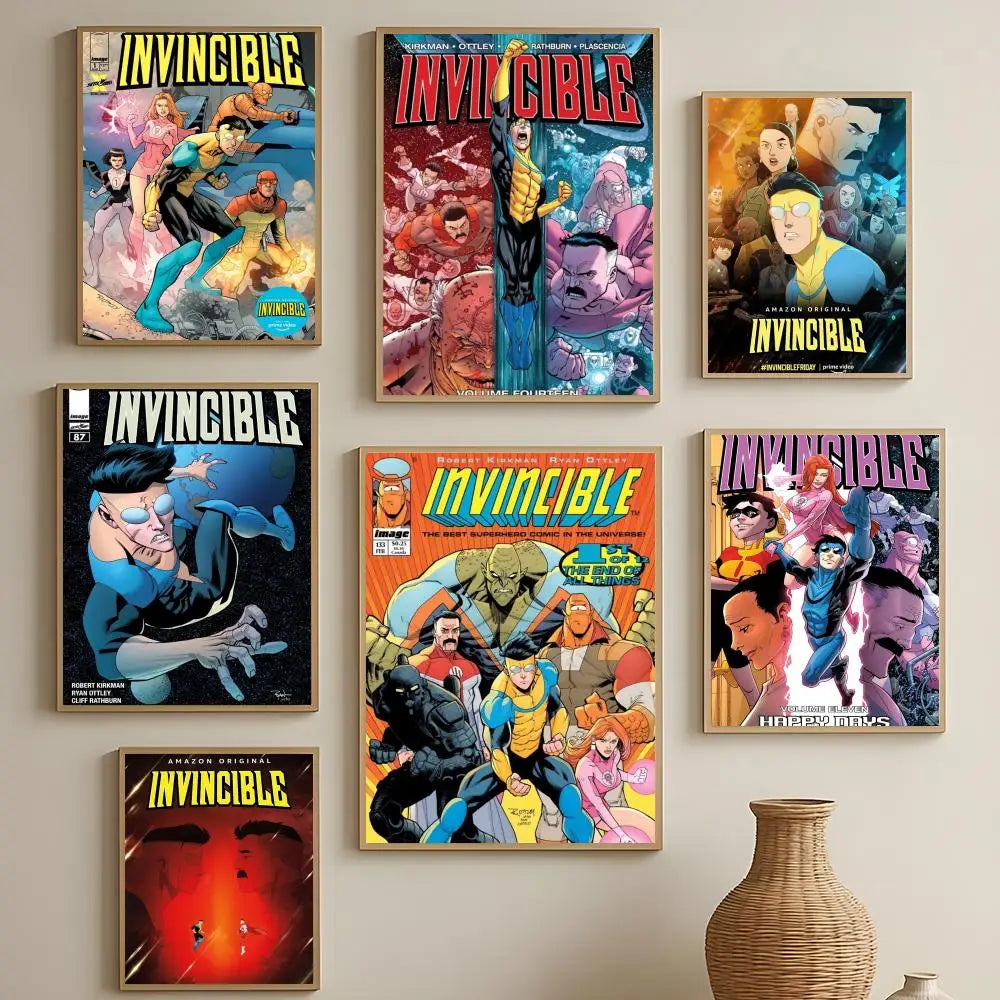 affiche invincible comics multicolore personnages dynamique moderne cadre fácil appliquer decoration