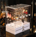 boîte bijoux transparente moderne velours intérieur poignées cristal boucles d'oreilles bracelets montres grande capacité