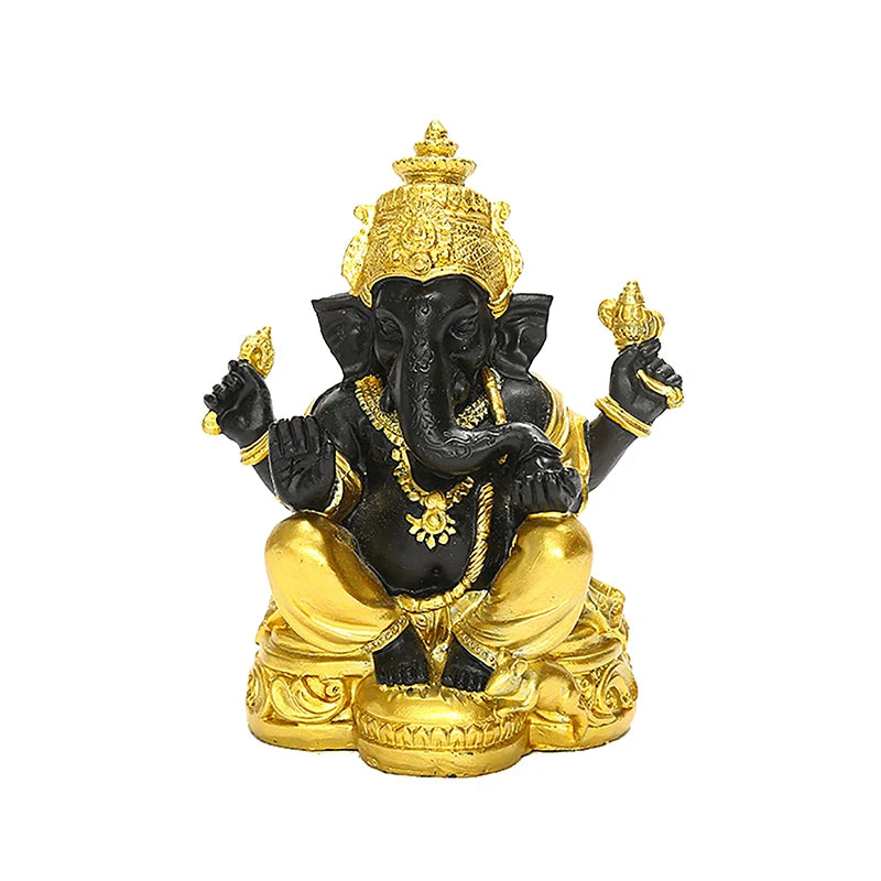 statue ganesha résine noire or décorative religieuse halloween décoration intérieure hauteur 12.5cm largeur 8cm