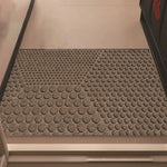 tapis d'entrée moderne rayures vert foncé marron gris antidérapant resistant taches
