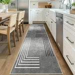 tapis géométrique moderne gris blanc antidérapant polyester maison chambre salle bain