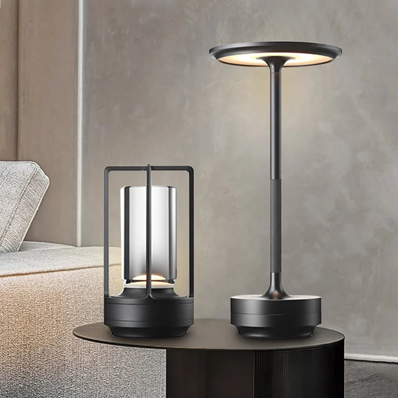 lampe table sans fil rechargeable led tactile or noir transparent minimaliste chambre USB charge