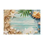 tapis table lin fleurs motifs géométriques rustique naturel 45x30cmversible écologique